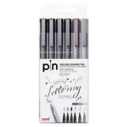 (234617000) UNIBALL ROTULADOR CALIBRADO PIN-200(S)/6P SURTIDO GRIS & NEGRO ESTUCHE 6 UD