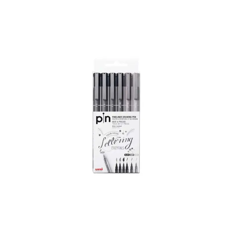 (234617000) UNIBALL ROTULADOR CALIBRADO PIN-200(S)/6P SURTIDO GRIS & NEGRO ESTUCHE 6 UD