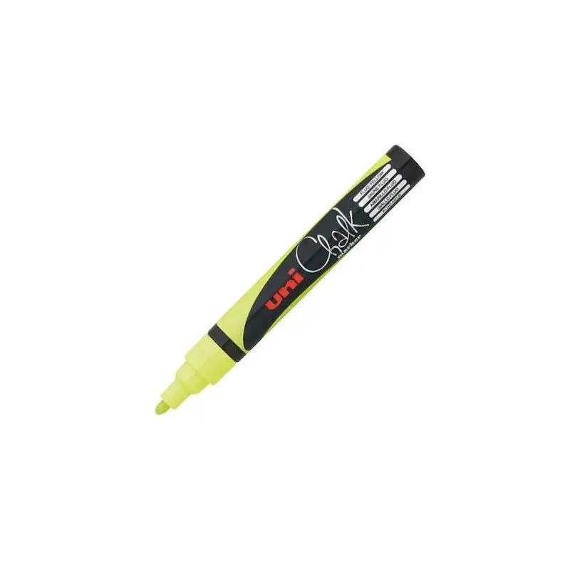 (264622000) UNIBALL MARCADOR DE TIZA LÍQUIDA CHALK PWE-5M AMARILLO FLÚOR CAJA 6 UD