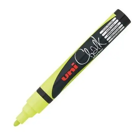 (264622000) UNIBALL MARCADOR DE TIZA LÍQUIDA CHALK PWE-5M AMARILLO FLÚOR CAJA 6 UD