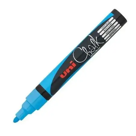 (264671000) UNIBALL MARCADOR DE TIZA LÍQUIDA CHALK PWE-5M AZUL CLARO CAJA 6 UD