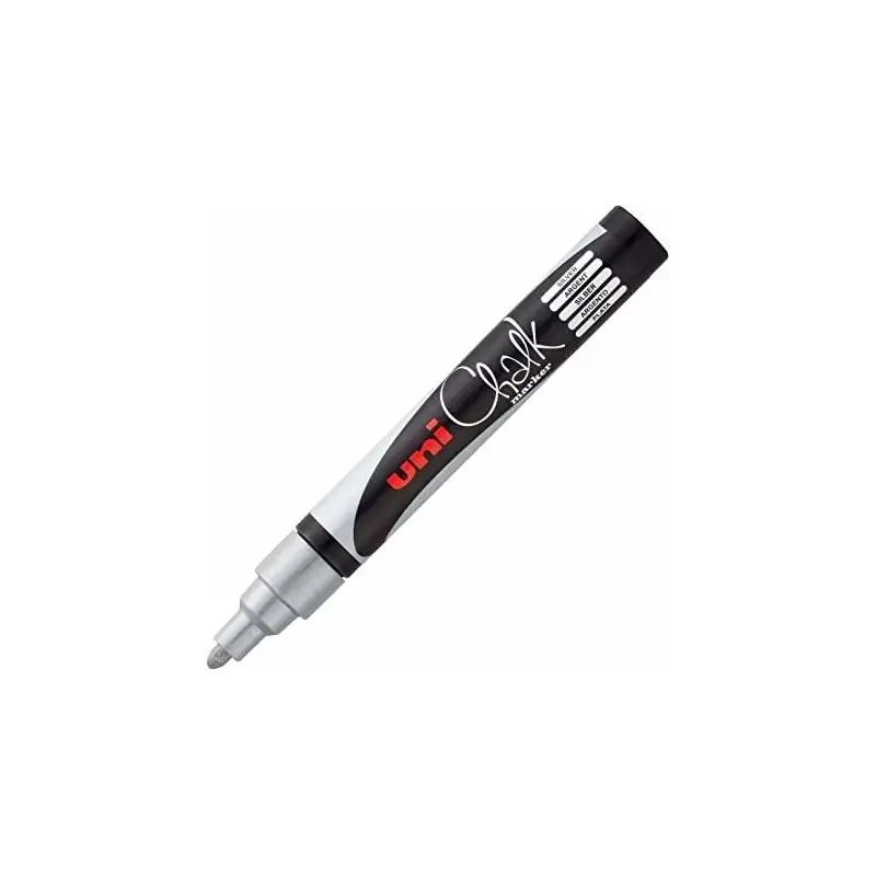 (264713000) UNIBALL MARCADOR DE TIZA LÍQUIDA CHALK PWE-5M PLATA CAJA 6 UD