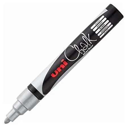 (264713000) UNIBALL MARCADOR DE TIZA LÍQUIDA CHALK PWE-5M PLATA CAJA 6 UD