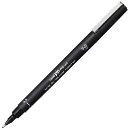 (289199000) UNIBALL ROTULADOR CALIBRADO PIN-200(S) 0.6 NEGRO CAJA 12 UD
