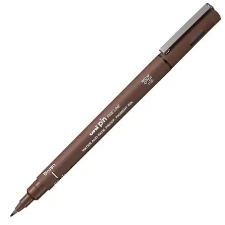 (289355000) UNIBALL ROTULADOR CALIBRADO PIN-200(S) BR PUNTA PINCEL SEPIA CAJA 12 UD