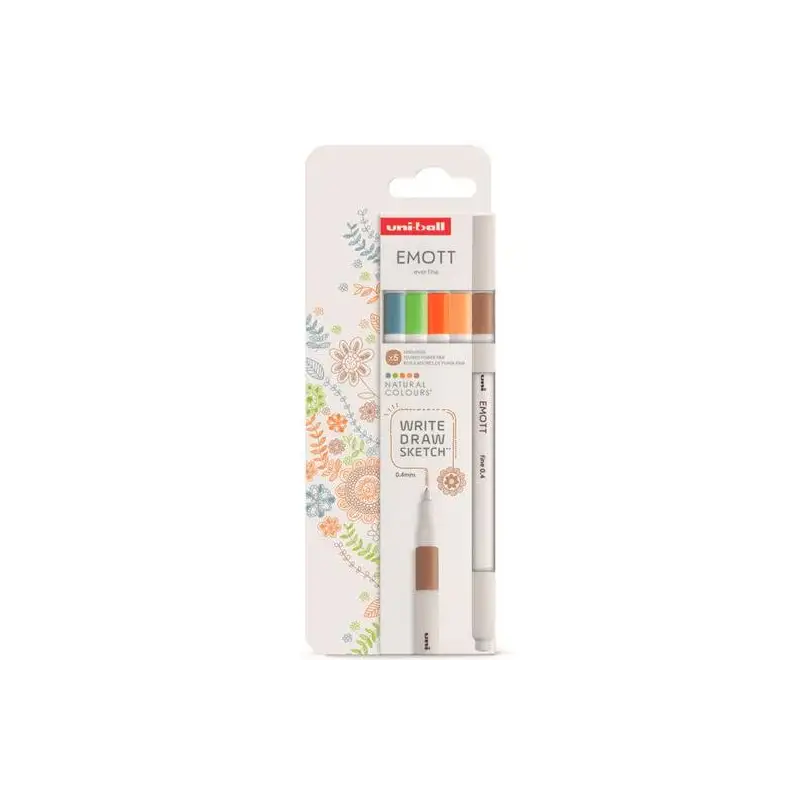 (302422263) UNIBALL EMOTT ROTULADORES DE ESCRITURA Y DIBUJO COLORES NATURALEZA ESTUCHE 5 UD