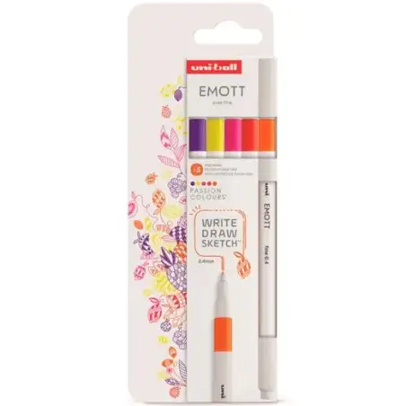 (302422264) UNIBALL EMOTT ROTULADORES DE ESCRITURA Y DIBUJO COLORES PASIÓN ESTUCHE 5 UD