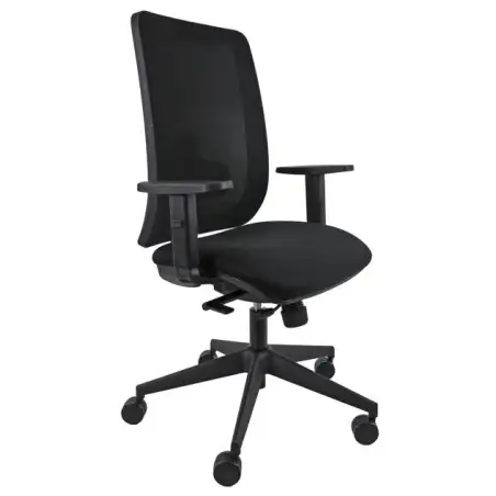 (NVA/NE/EN/N) UNISIT SILLA RETRO 911 GIRATORIA SINCRO TRANSLAP C/RUEDAS REPOSABRAZOS AJUSTABLES TEJIDO NEGRO