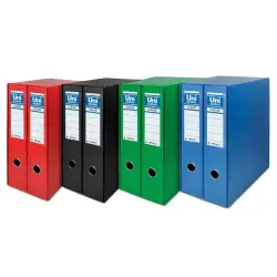 (92327) UNISYSTEM BOX COLOR MÓDULO 2 ARCHIVADORES PALANCA 65MM A4 FORRADOS PP ROJO