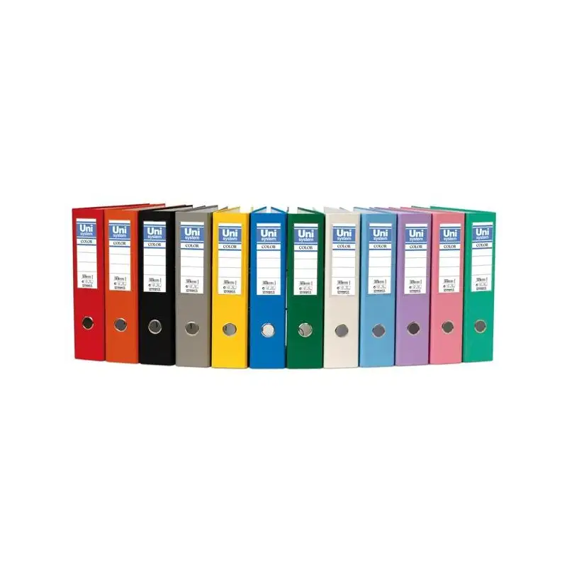 (92456) UNISYSTEM ARCHIVADOR PALANCA COLOR 65MM CANTONERA LARGA A4 CARTÓN FORRADO PP VERDE VITAL