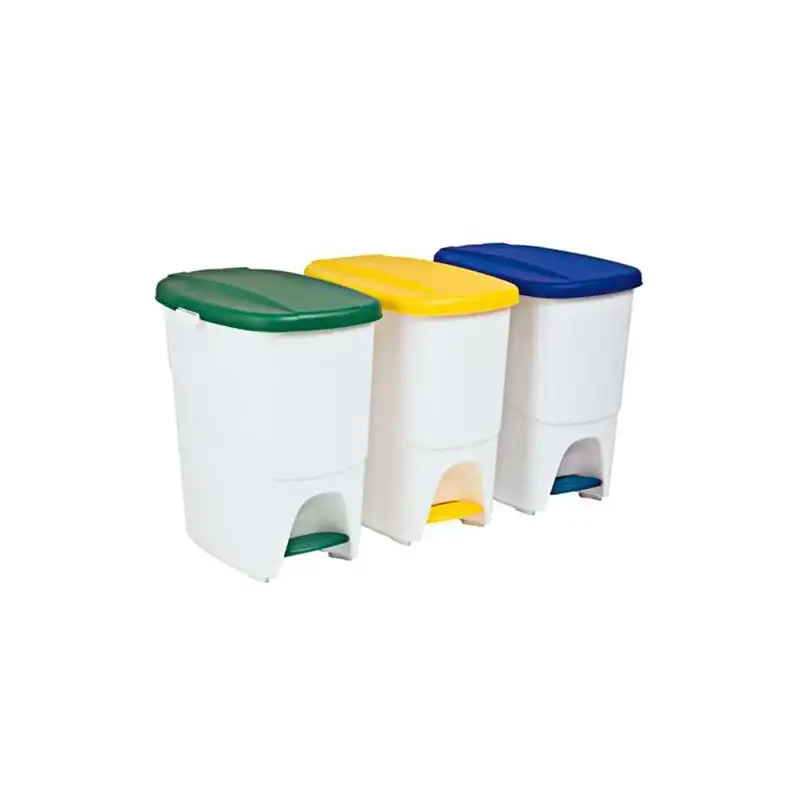 (26076) PAPELERA CON PEDAL 25L BLANCO/VERDE