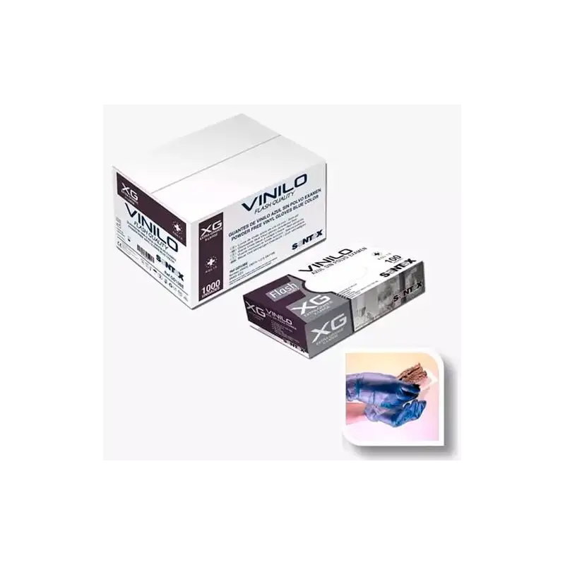 (27085) CAJA DE GUANTES DE VINILO AZUL SIN POLVO MULTIUSOS TALLA XG -100U-