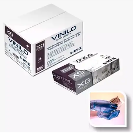 (27085) CAJA DE GUANTES DE VINILO AZUL SIN POLVO MULTIUSOS TALLA XG -100U-