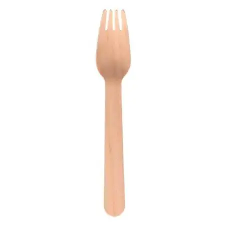 (33242) TENEDOR MADERA 16CM MARRÓN -100U-