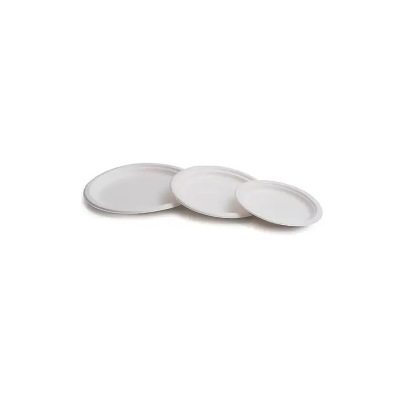 (41001) PLATO CAÑA DE AZÚCAR 17CM BIODEGRADABLE BLANCO PACK 50