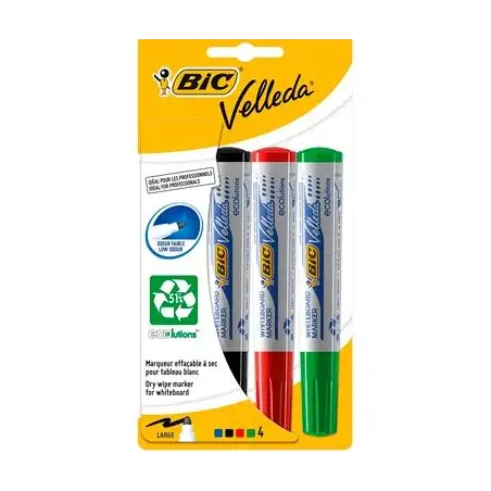 (8757151) VELLEDA MARCADORES PIZARRA BLANCA 1701 PPUNTA REDONDA C/SURTIDOS BLÍSTER 4 UD
