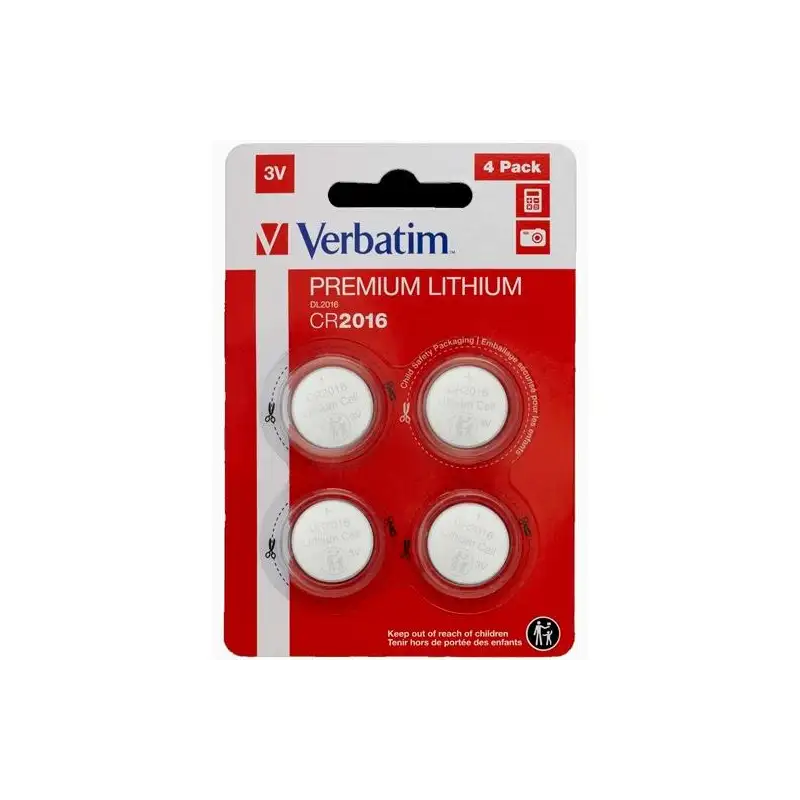 (49531) VERBATIM PILAS PLANAS DE LITIO 3V - CR2016 (4 PACK)