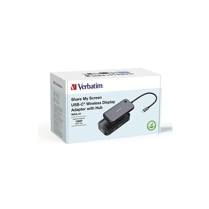 (32146) VERBATIM ADAPTADOR DE PANTALLA INALÁMBRICA USB TIPO-C SHARE MY SCREEN 1080P WDA-02 1XHDMI 1XUSB
