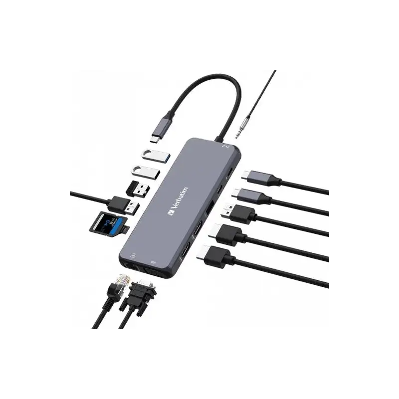 (32154) VERBATIM HUB PRO USB-C A 2XHDMI/1XVGA/1XRJ45/3XUSB-A 3.2/1XUSB-C 3.2/2XUSB-A 2.0/11XSD/1XMICROSD
