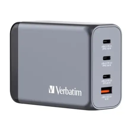 (32205) VERBATIM GNC-240 CARGADOR PARED GAN 240W USB-A 3.0 Y 3XUSB-C 3.0