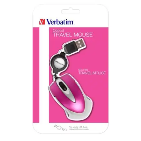 (49021) VERBATIM RATÓN GO MINI CABLE USB RETRÁCTIL 1000PPP ULTRAPORTÁTIL FUCSIA