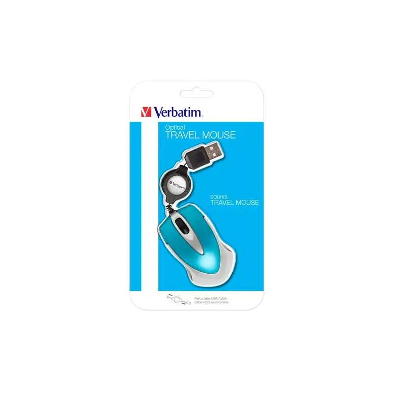 (49022) VERBATIM RATÓN GO MINI CABLE USB RETRÁCTIL 1000PPP ULTRAPORTÁTIL AZUL TURQUESA