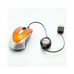 (49023) VERBATIM RATÓN GO MINI CABLE USB RETRÁCTIL 1000PPP ULTRAPORTÁTIL NARANJA