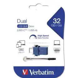 (49966) VERBATIM PENDRIVE GO 32GB HIGH SPEED DUAL USB-C/USB-A 3.0