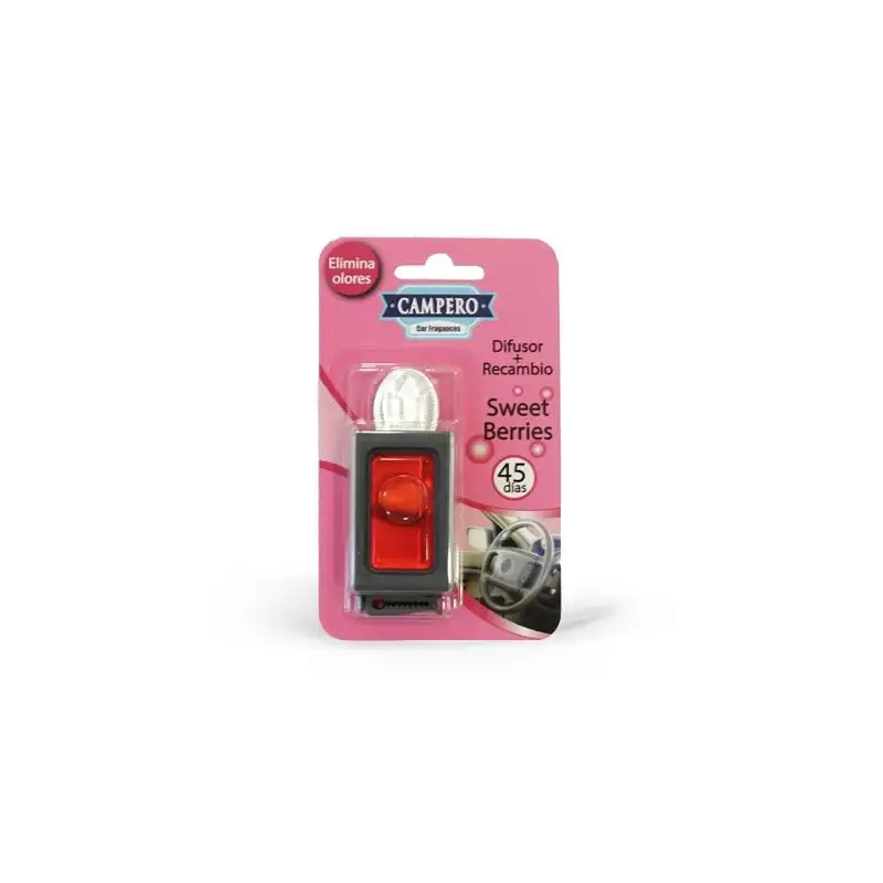 (A501300003) VINFER AMBIENTADOR MEMBRANA COCHE CAMPERO CAR FRAGANCES DIFUSOR + RECAMBIO FRUTOS ROJOS