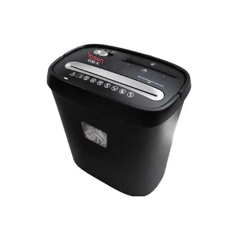 (2026D836X) YOSAN DESTRUCTORA MANUAL 836X PARTÍCULAS 4X38 MM HASTA 8 HOJAS NEGRO