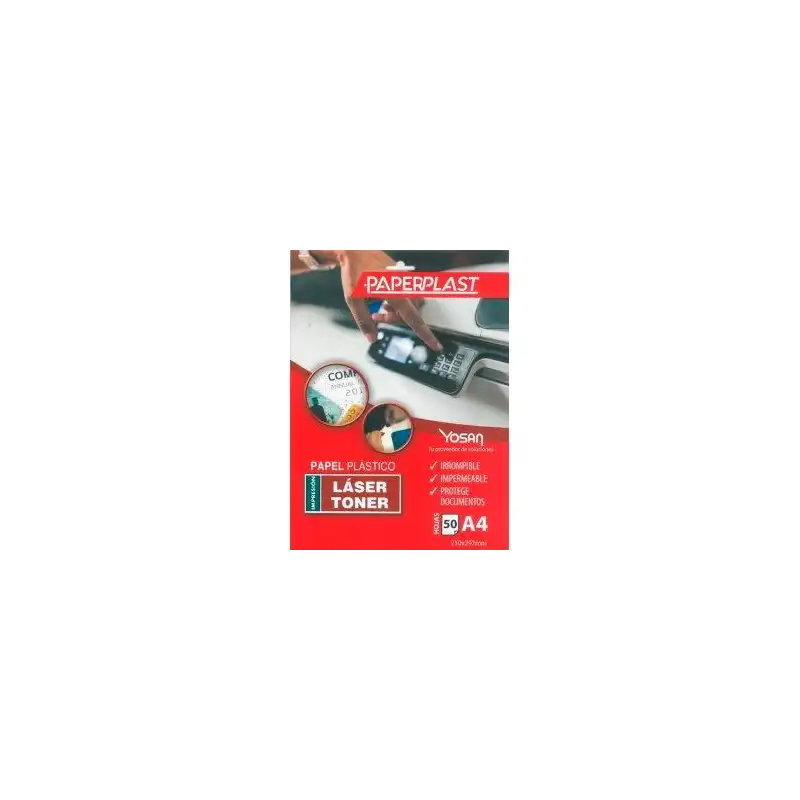 (0558UPPB120A4/50) YOSAN PAPEL PLÁSTICO PAPERPLAST A4 PELÍCULA DE POLIESTER 120 MICRAS IMPRIMIBLE PAQUETE 50H