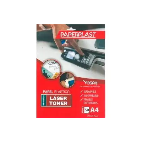 (0558UPPB120A4/50) YOSAN PAPEL PLÁSTICO PAPERPLAST A4 PELÍCULA DE POLIESTER 120 MICRAS IMPRIMIBLE PAQUETE 50H
