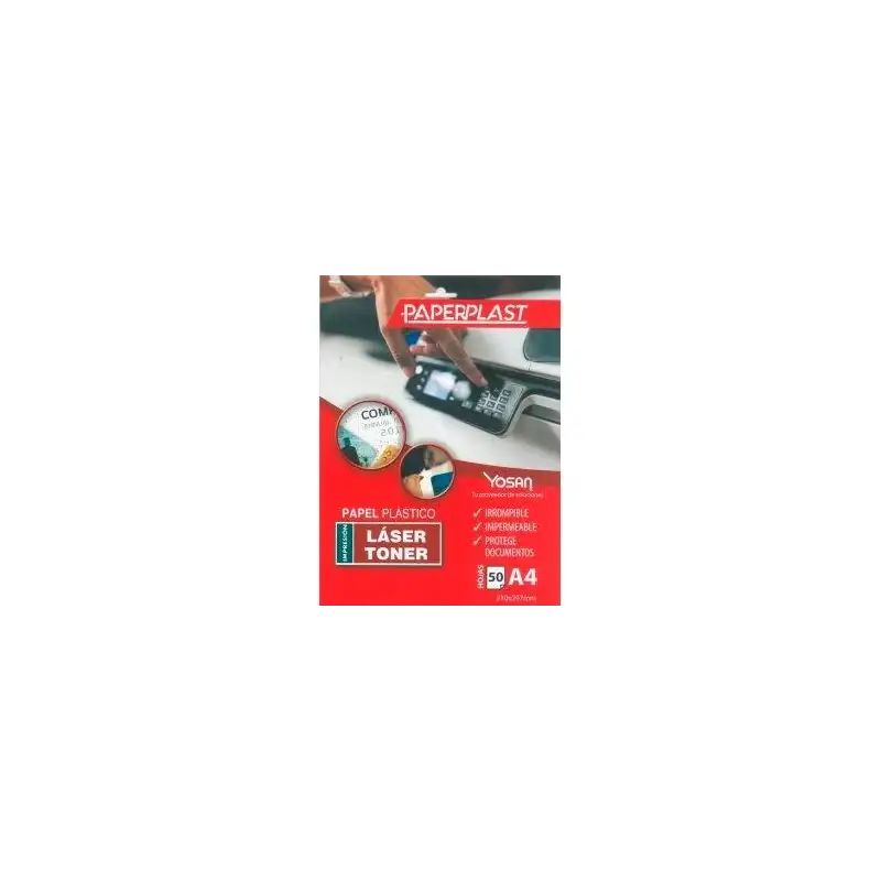 (0558UPPB150A4/50) YOSAN PAPEL PLÁSTICO PAPERPLAST A4 PELÍCULA DE POLIESTER 150 MICRAS IMPRIMIBLE PAQUETE 50H