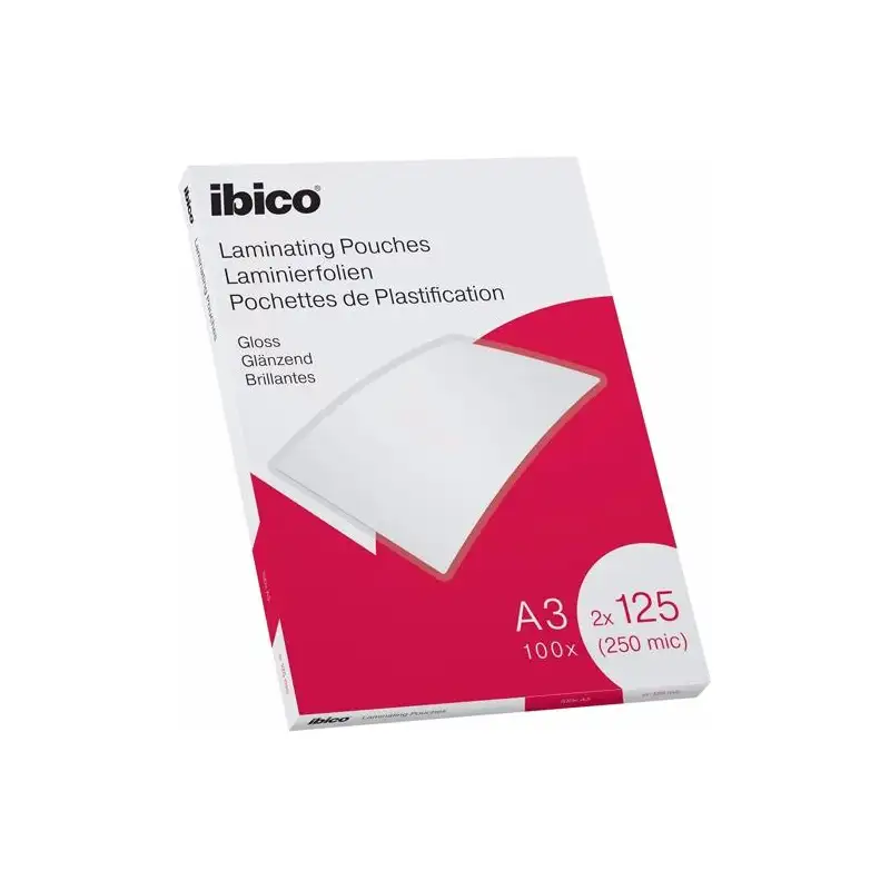 (627321) IBICO FUNDAS DE PLASTIFICAR 2X125 MICRAS A3 BRILLO PACK 100 UD