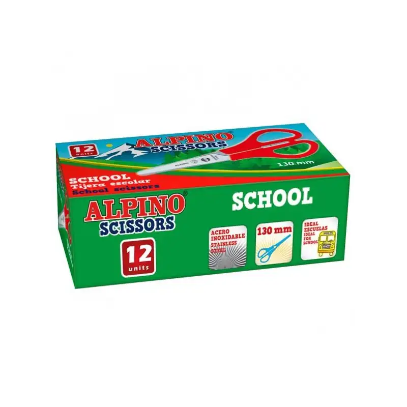 (PT0001) ALPINO TIJERAS ESCOLARES SCHOOL ESPECIAL ACERO INOXIDABLE C/SURTIDOS