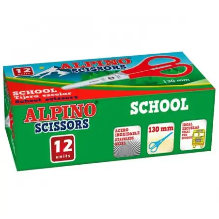 (PT0001) ALPINO TIJERAS ESCOLARES SCHOOL ESPECIAL ACERO INOXIDABLE C/SURTIDOS