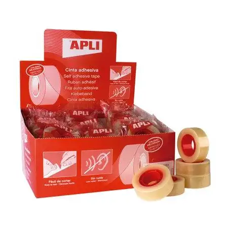 (11169) APLI CINTA ADHESIVA TRANSPARENTE ROLLO 12MM X 33M CAJA EXPOSITORA 55 UD