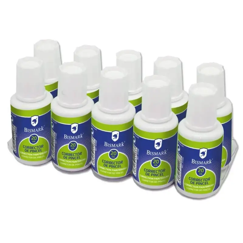 (311188) BISMARK CORRECTOR LÍQUIDO PINCEL BOTE 20ML CAJA 10 UD