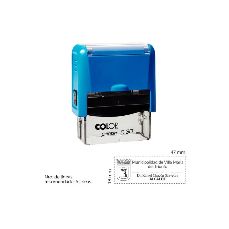 (SGC.C30) COLOP SELLO AUTOMÁTICO PRINTER C30 CON PLACA DE TEXTO PERSONALIZABLE 18X47MM 5 LÍNEAS -PARA PERSONALIZAR-