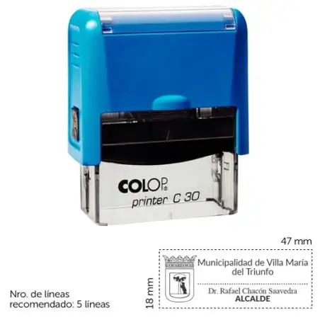 (SGC.C30) COLOP SELLO AUTOMÁTICO PRINTER C30 CON PLACA DE TEXTO PERSONALIZABLE 18X47MM 5 LÍNEAS -PARA PERSONALIZAR-