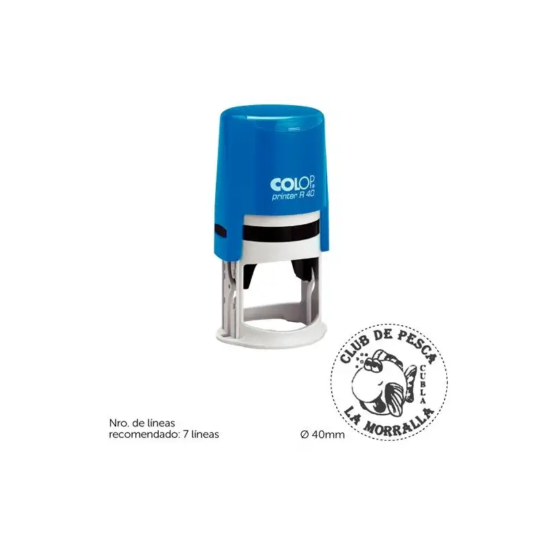 (SGPR.R40) COLOP SELLO AUTOMÁTICO PRINTER R40 CON PLACA DE TEXTO PERSONALIZABLE Ø40MM 7 LÍNEAS -PARA PERSONALIZAR-