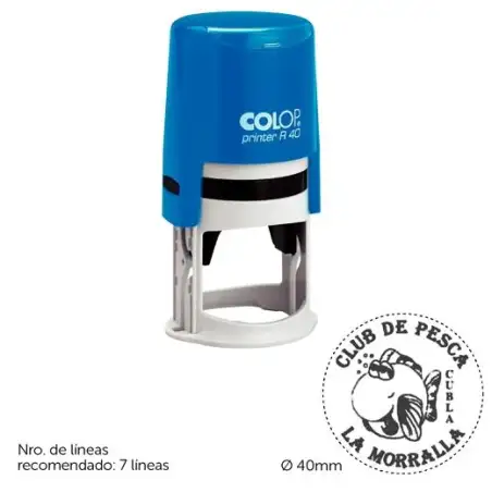 (SGPR.R40) COLOP SELLO AUTOMÁTICO PRINTER R40 CON PLACA DE TEXTO PERSONALIZABLE Ø40MM 7 LÍNEAS -PARA PERSONALIZAR-