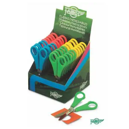 (TE13E) FAIBO TIJERAS ESCOLARES 13CM SIMÉTRICAS MANGO C/SURTIDOS