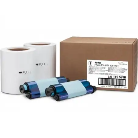 (3968377) KODAK PAPEL TÉRMICO 305/6R 2 ROLLOS X TOTAL 640/320 FOTOS DE 10X15/15X20 PARA IMPRESORA 305
