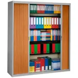 (NG1980E-7035/060) ARMARIO METÁLICO DOS PUERTAS PERSIANA CORREDERAS 100X45X198 CM (ANCHO X FONDO X ALTO) INCLUYE 4 BALDAS  MA...