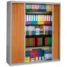 (NG1980E-7035/060) ARMARIO METÁLICO DOS PUERTAS PERSIANA CORREDERAS 100X45X198 CM (ANCHO X FONDO X ALTO) INCLUYE 4 BALDAS  MA...