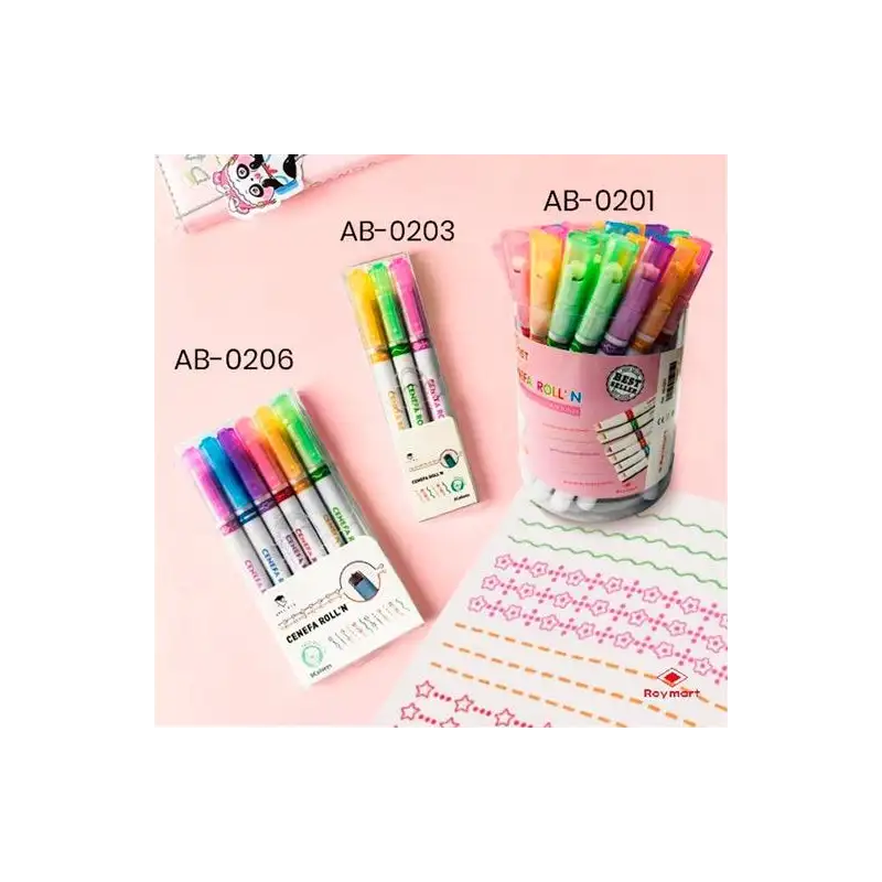 (AB-0203) ROYMART ROTULADORES CENEFA ROLLER SET DE 3 MODELOS C/SURTIDOS EXPOSITOR 24 UD