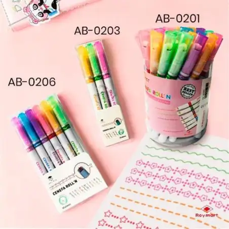 (AB-0203) ROYMART ROTULADORES CENEFA ROLLER SET DE 3 MODELOS C/SURTIDOS EXPOSITOR 24 UD