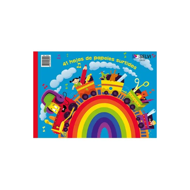 (3500) SELVI CUADERNO PARA MANUALIDADES CON 41 HOJAS 24X32CM DE PAPELES SURTIDOS