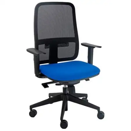 (BLYTN/BRF/EB) UNISIT SILLA BLAZE GIRATORIA SINCRO REPOSABRAZOS AJUSTABLES RESPALDO MALLA NEGRO Y ASIENTO ACOLCHADO AZUL